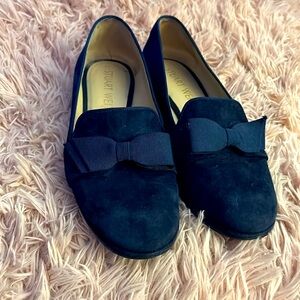 Stuart Weitzman Blue SUEDE Loafers with Bow Detail